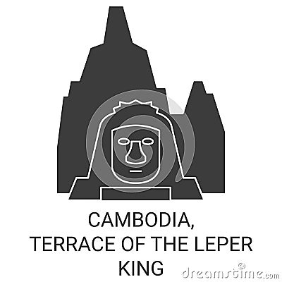 Cambodia, Terrace Of The Leper King travel landmark vector illustration Vector Illustration