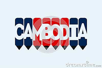 Cambodia text with Pen symbol creative ideas design. Cambodia typography negative space word vector illustration. Vector Illustration