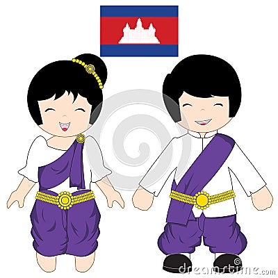 Cambodia traditional costume Vector Illustration