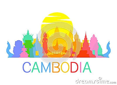 Cambodia Travel Landmarks Vector Illustration