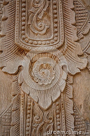 Cambodia wood carving art Stock Photo