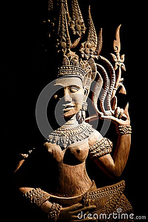 Cambodia wood carving art Stock Photo