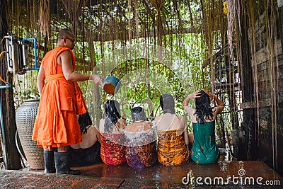 Cambodian Buddhist Water Blessing Siem Reap Editorial Stock Photo