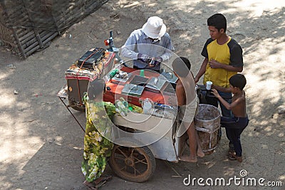 Cambodian Kids Buying Ice-Cream Editorial Stock Photo