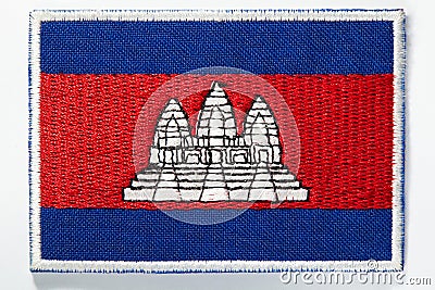 Cambodian national flag embroidered emblem Stock Photo