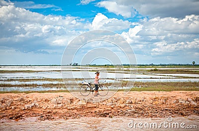 Cambodian people live beside Tonle Sap Lake, Cambodia . Editorial Stock Photo