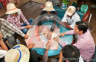 Cambodian people live beside Tonle Sap Lake in Siem Reap, Cambodia. Editorial Stock Photo