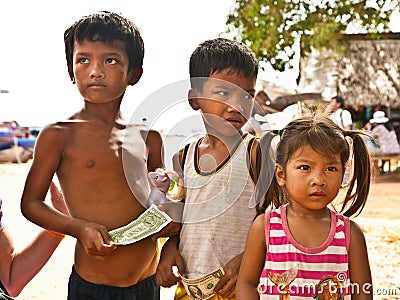 Cambodian people live beside Tonle Sap Lake in Siem Reap, Cambodia Editorial Stock Photo