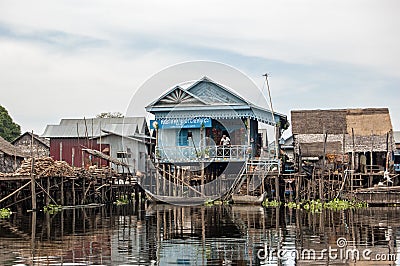 Cambodian People`s Party offices, Tonle Sap Lake Editorial Stock Photo