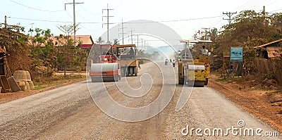 Cambodian road work Editorial Stock Photo