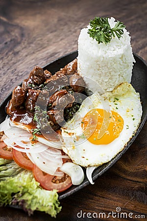 Cambodian traditional khmer beef lok lak meal Stock Photo