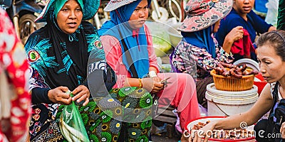 Cambodian women sell fish Editorial Stock Photo