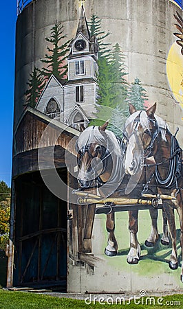 Painted Silo in Jefferson County, Vermont Editorial Stock Photo