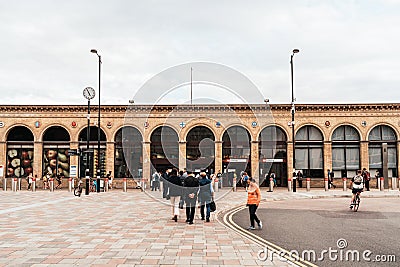 Cambridge, United Kingdom. 28 AUG 2019 : Cambridge Railway station. Passengers are seen arriving at the station and walking to the Editorial Stock Photo