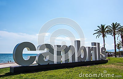 Cambrils Beach Sign Costa Daurada Editorial Stock Photo