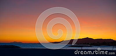 Cambrils beach sunset in Tarragona Stock Photo