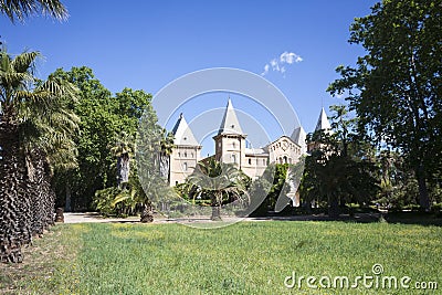 Cambrils, Spain, May 1, 2020 - Castle in Botanical Garden Park Sama Editorial Stock Photo