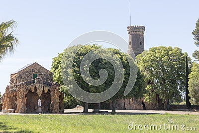 Cambrils, Spain, May 1, 2020 - Stone pavilion Botanical Garden Park Sama Editorial Stock Photo