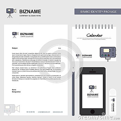 Camcoder Business Letterhead, Calendar 2019 and Mobile app design vector template Vector Illustration