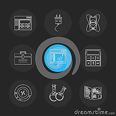 camcoder , camera , video , multimedia , computer , setting , eps icons set vector Vector Illustration