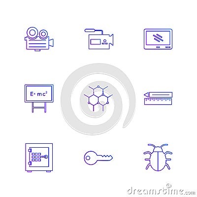 camcoder , camera , video , multimedia , computer , setting , eps icons set vector Vector Illustration