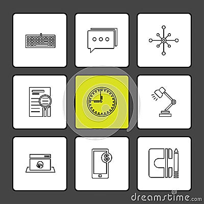 camcoder , camera , video , multimedia , computer , setting , eps icons set vector Vector Illustration