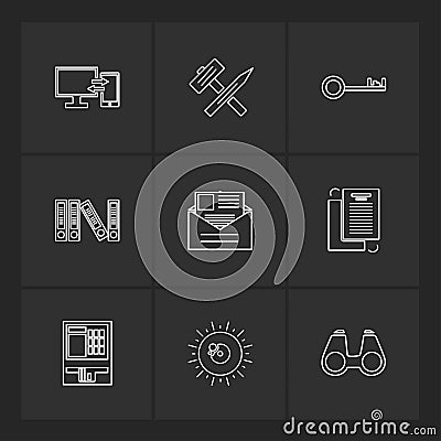 camcoder , camera , video , multimedia , computer , setting , eps icons set vector Vector Illustration