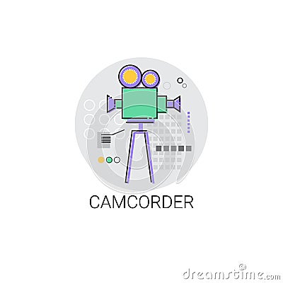 Camcorder Shooting Camera Film Production Industry Icon Vector Illustration