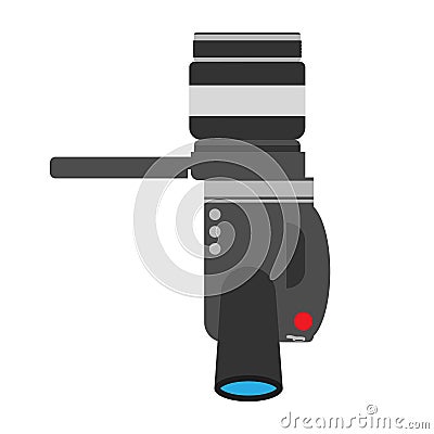 Camcorder top view professional black illustration sign. Entertainment industry flat icon Vector Illustration