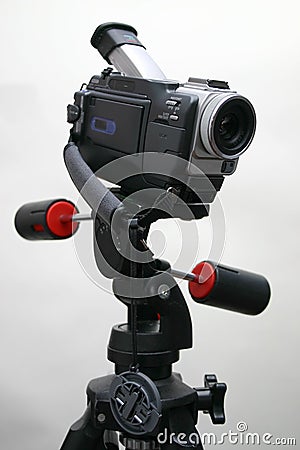 Camcorder on the tripod Stock Photo