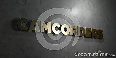Camcorders - Gold text on black background - 3D rendered royalty free stock picture Stock Photo