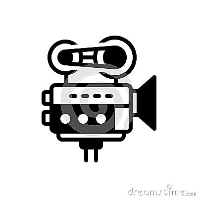 Black solid icon for Camcorders, movie and video Vector Illustration