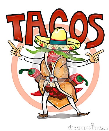 Came to eat time tasty tacos Vector Illustration