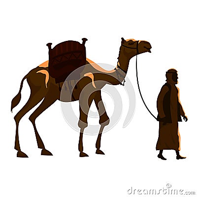 Camel and Arab man cameleer. Vector illustration Vector Illustration