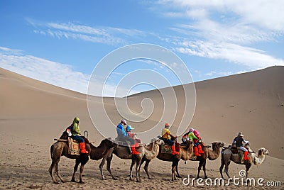 Camel caravan in the desert Editorial Stock Photo