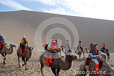 Camel caravan in the desert Editorial Stock Photo