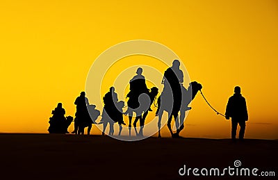 Camel Caravan silhouette Stock Photo