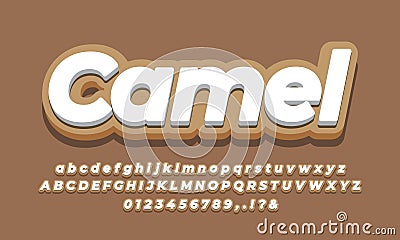 Camel color 3d color text effect Vector Illustration