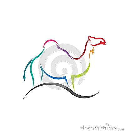 Camel color styled silhouette image logo Vector Illustration