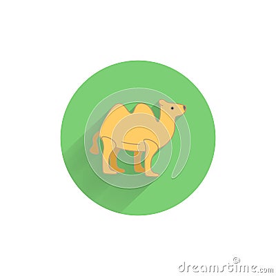 Camel colorful flat icon with long shadow. Vector Illustration