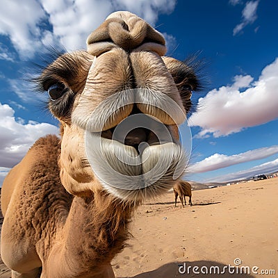 Camel Comedy: Hilarious Close-Up of Big Lips Stock Photo