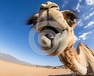 Camel Comedy: Hilarious Close-Up of Big Lips Stock Photo