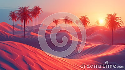 Camel-Colored Desert Mirage at Sunset Stock Photo