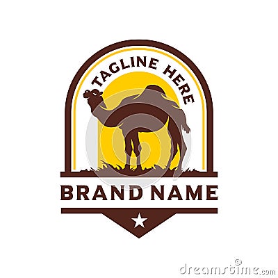 Camel desert vintage logo design Vector Illustration