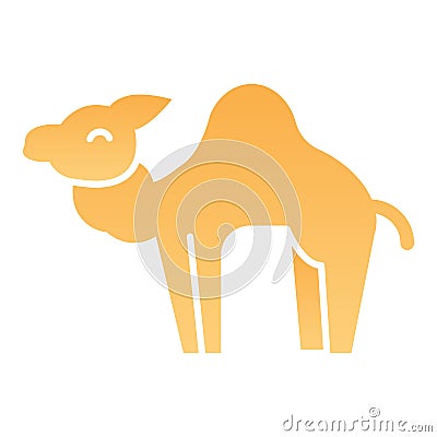 Camel flat icon. Desert caravan animal silhouette. Animals vector design concept, gradient style pictogram on white Vector Illustration