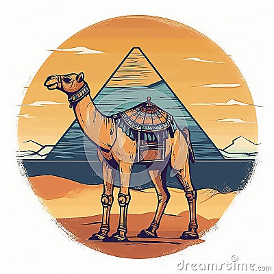 Camel in front of the pyramids in Giza, Egypt Stock Photo