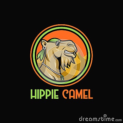 Camel hippie mascot vector design illustration Cartoon Illustration