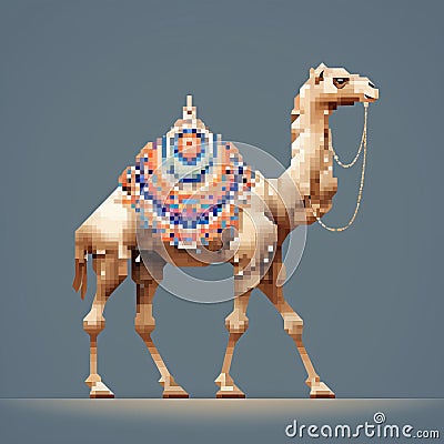 Camel Pixel Art: Realistic Hyper-detailed Rendering With Minimalistic Design Stock Photo