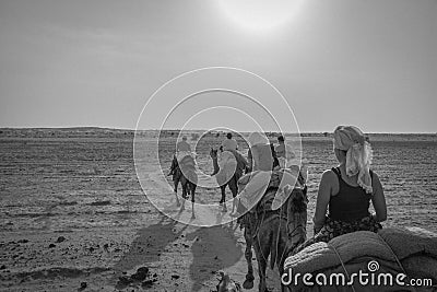 Camel Ride in the Desert of Rajasthan, India Editorial Stock Photo