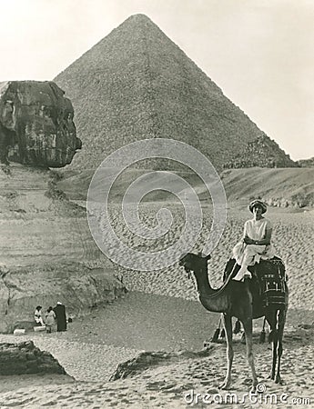 Camel ride at the Sphinx and Pyramids Stock Photo